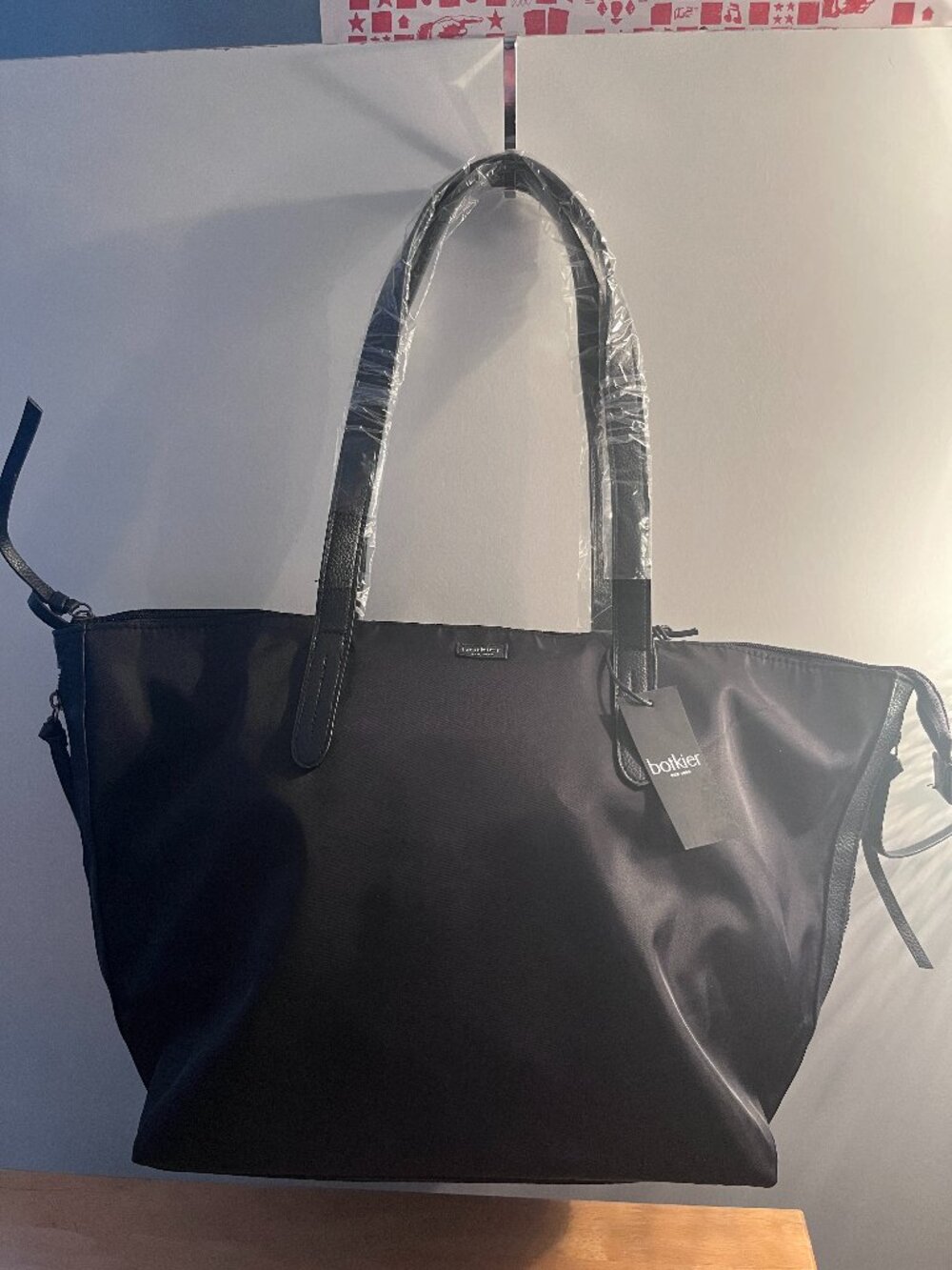 New Botkier Large Black Nylon New York Bond Zip Top Tote Shoulder Bag NWT
